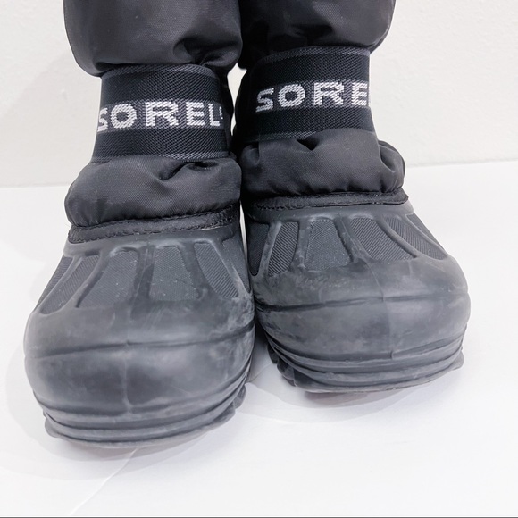 Sorel Cub Winter Insulated Rubber Sole Black Snow Boots Y7 W8.5 - Picture 14 of 16